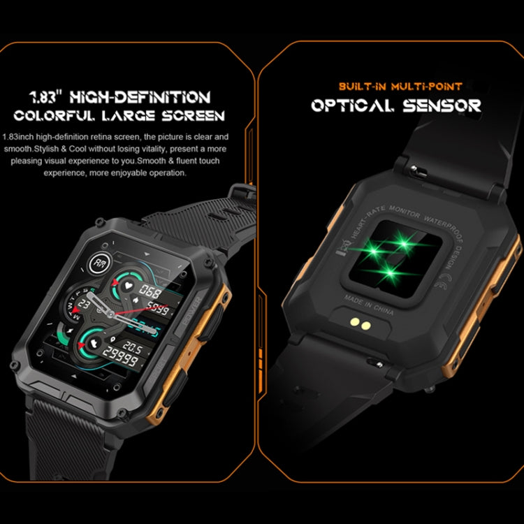 C20 Sports Watch – 1.83" Screen, IP68 Waterproof, Bluetooth Call