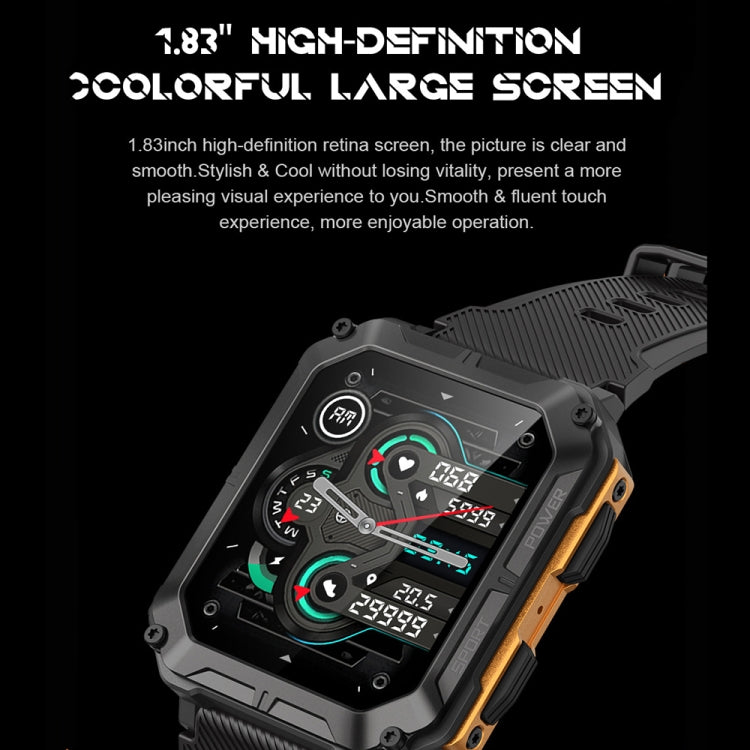 C20 Sports Watch – 1.83" Screen, IP68 Waterproof, Bluetooth Call