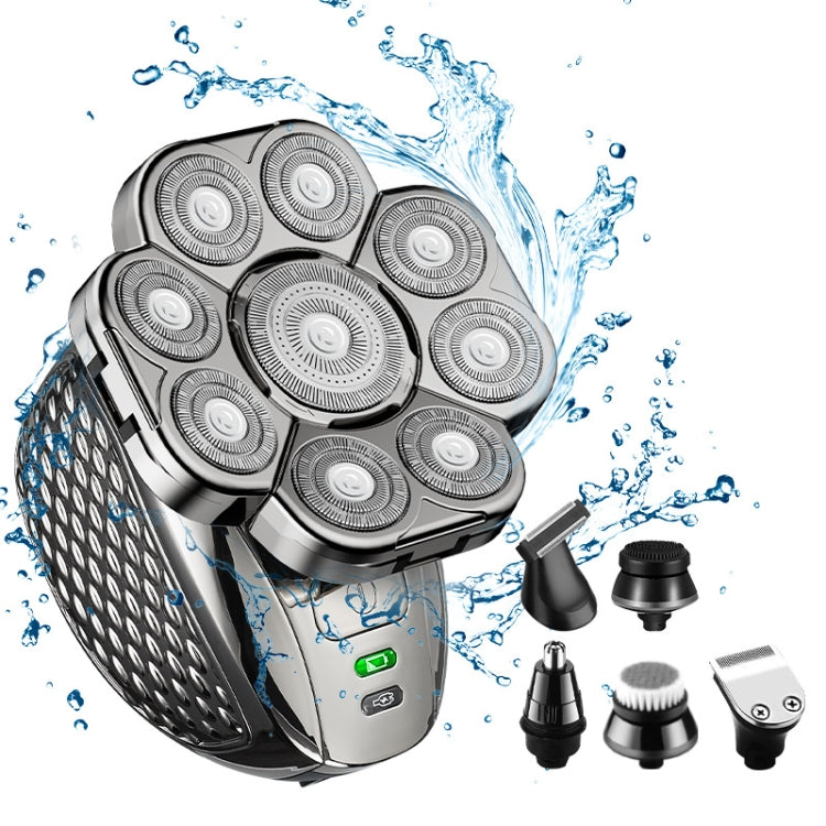 9 Knife Head Multifunctional USB Shaver Full Body Water Washing Shaver Men Hair Bald, 6 In 1 6 In 1