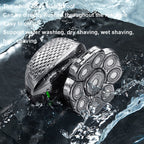 9 Knife Head Multifunctional USB Shaver Full Body Water Washing Shaver Men Hair Bald, 6 In 1