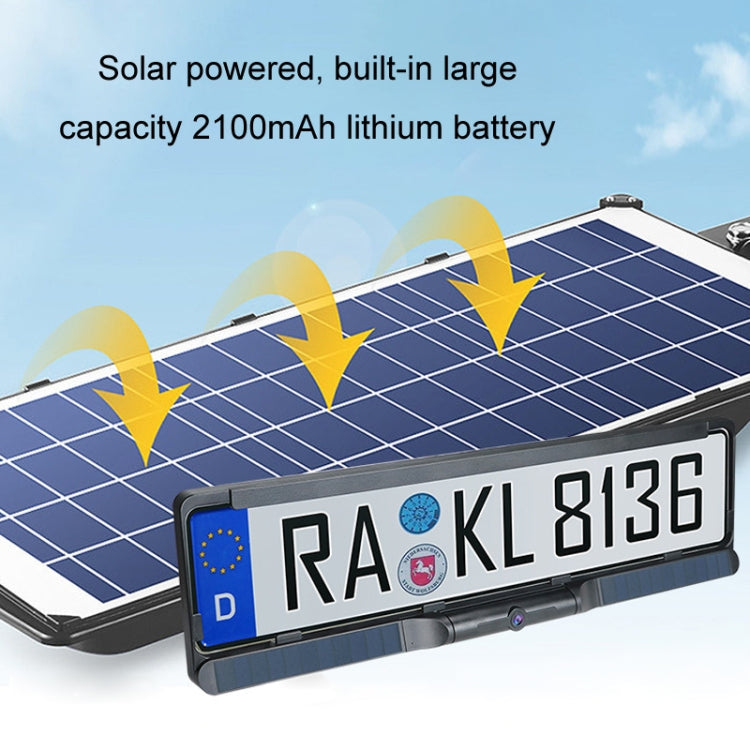 Solar Integrated License Plate Frame Vehicle Camera Wireless Reversing Display, RC03