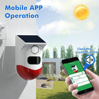 Infrared Motion Detector Solar Outdoor PIR Wireless Strobe Siren Detector Sound Alarm, CT80R USB Upgrade Model