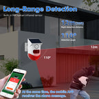 Infrared Motion Detector Solar Outdoor PIR Wireless Strobe Siren Detector Sound Alarm, CT80R USB Upgrade Model