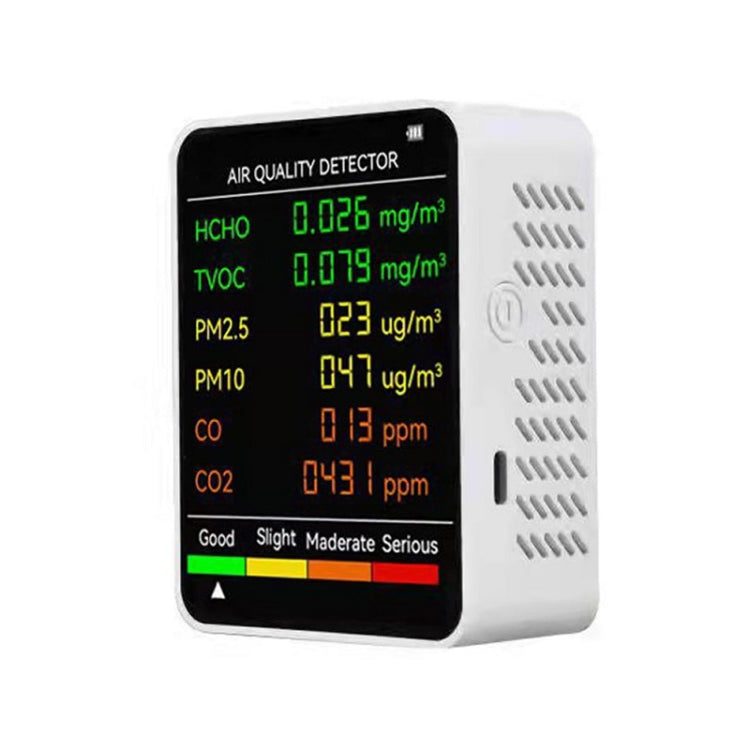 PM2.5/PM10 Air Quality Detector Indoor Air Quality Monitor, 6 in 1 Air Quality Detector White, 6 in 1 Air Quality Detector Black 6 in 1 Air Quality Detector White White
