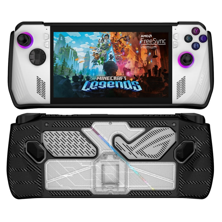 For ASUS Rog Ally Game Console PC+TPU Protective Case Cover With Bracket, PC+TPU Black+Transparent PC+TPU Black+Transparent Black+Transparent