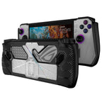 For ASUS Rog Ally Game Console PC+TPU Protective Case Cover With Bracket, PC+TPU Black+Transparent