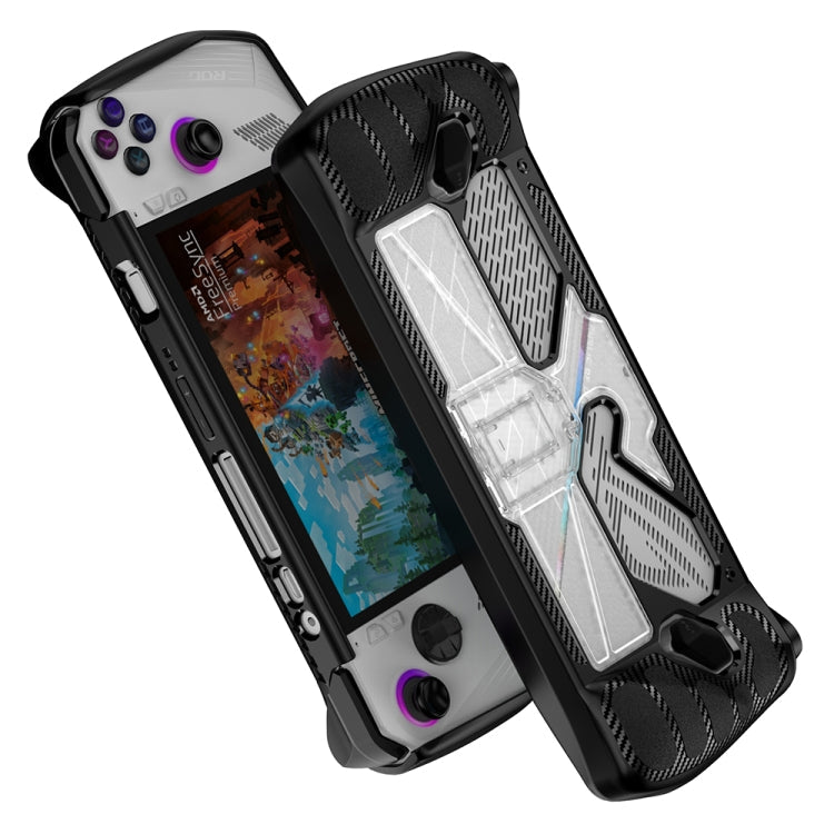 For ASUS Rog Ally Game Console PC+TPU Protective Case Cover With Bracket, PC+TPU Black+Transparent