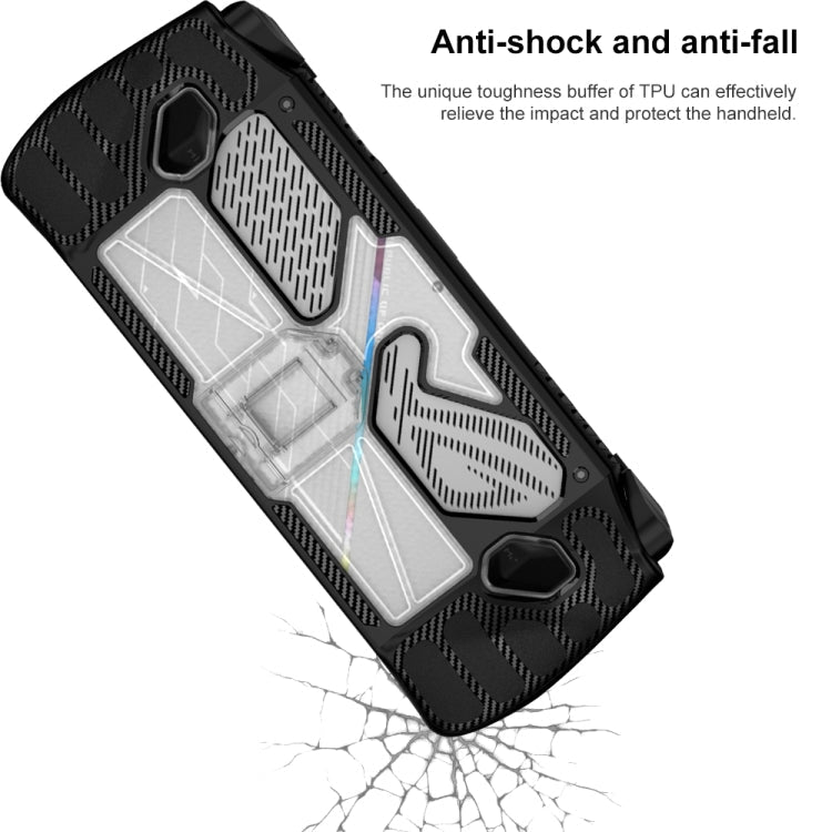 For ASUS Rog Ally Game Console PC+TPU Protective Case Cover With Bracket, PC+TPU Black+Transparent