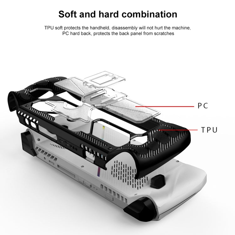 For ASUS Rog Ally Game Console PC+TPU Protective Case Cover With Bracket, PC+TPU Black+Transparent