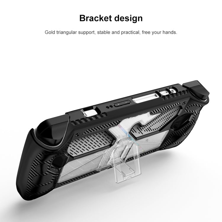For ASUS Rog Ally Game Console PC+TPU Protective Case Cover With Bracket, PC+TPU Black+Transparent