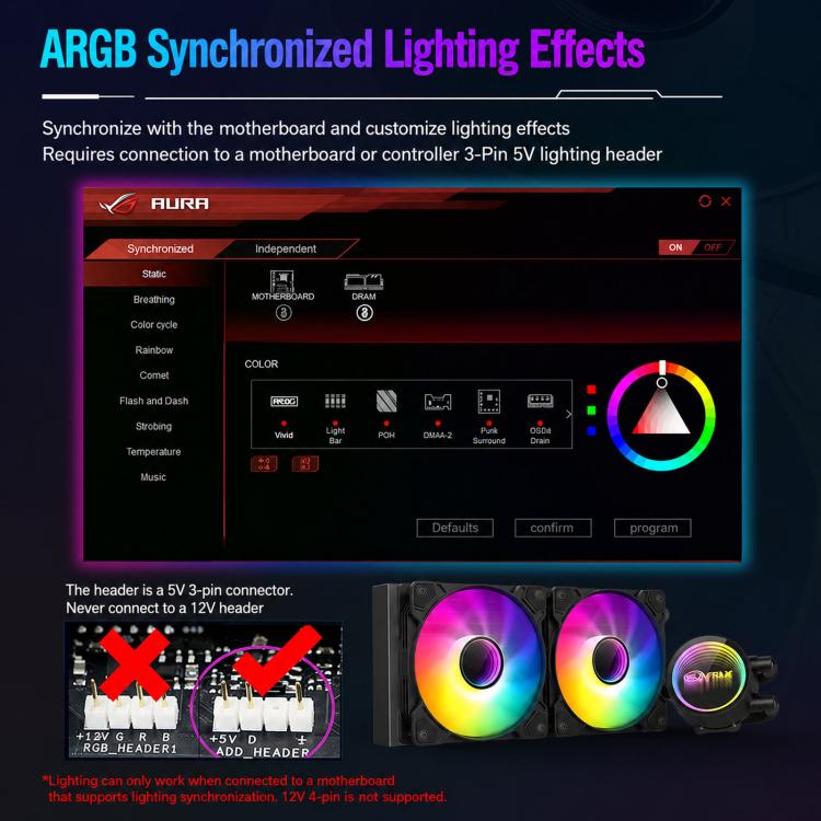 EVESKY Water Cooler Cpu Fan RGB Fan Liquid Heatsink Integrated Radiator, 120mm Colorful, 120mm RGB, 240mm, 360mm – Aluminum Alloy