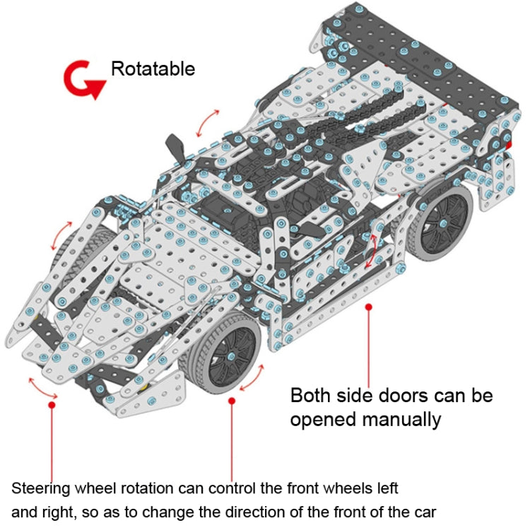 Assembly Metal Car Model Intelligence Handmade Assembly Toy Building Block, Racing Car