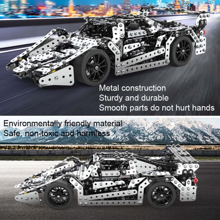 Assembly Metal Car Model Intelligence Handmade Assembly Toy Building Block, Racing Car