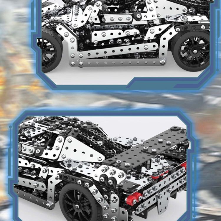 Assembly Metal Car Model Intelligence Handmade Assembly Toy Building Block, Racing Car