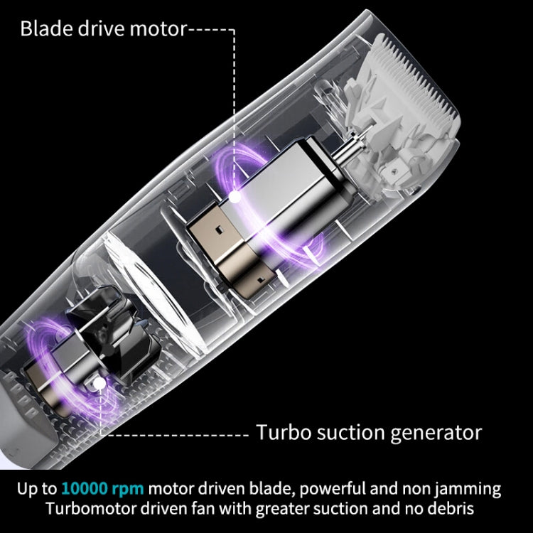 Electric Waterproof Hairdresser Children Low Noise Rechargeable Push Clipper, Suction Upgrade Version White