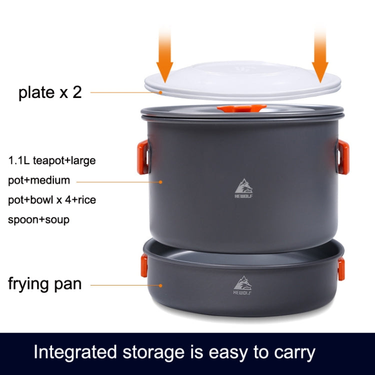 Hewolf HW-K1779 4-5 People Outdoor Aluminum Stove Portable Storage Camping Set, HW-K1779 – Durable Build, Easy to Use