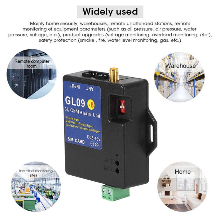 GL09-B 3G 8 Channel GSM SMS Alarm System Module For Battery Operated Alert, GL09-B 3G