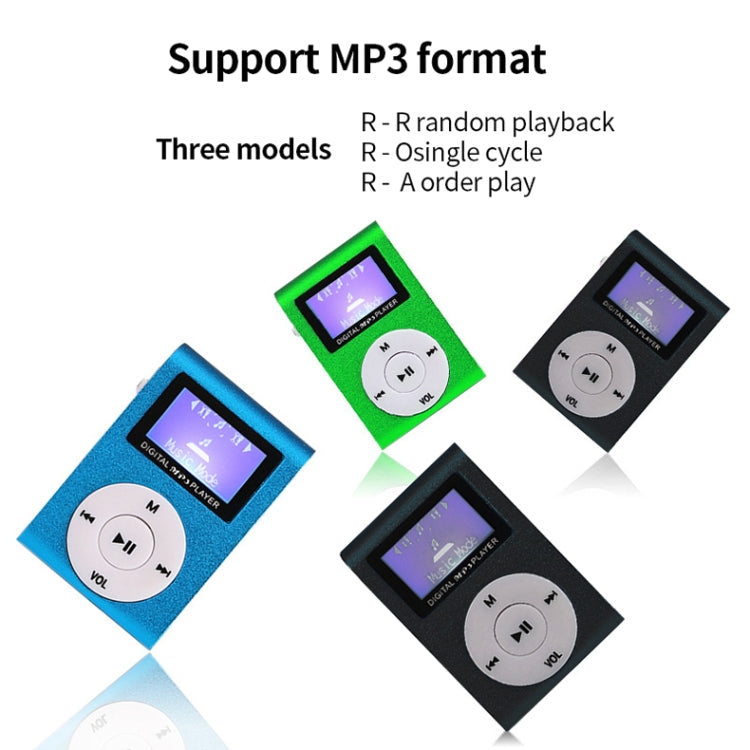 Mini Lavalier Metal MP3 Music Player with Screen, Without Memory Card