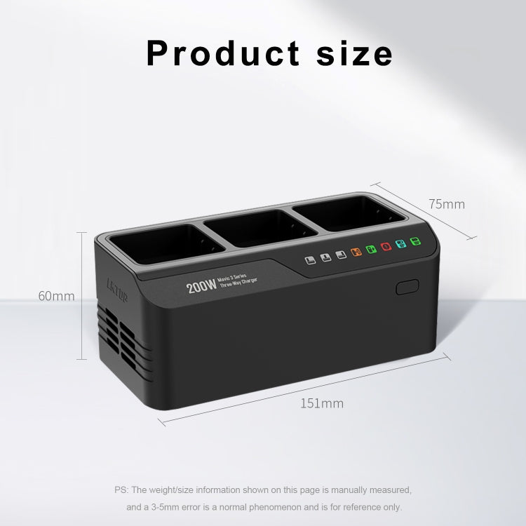 For DJI Mavic 3 Series LKTOP 200W 3-Channel Battery Charger, US Plug, EU Plug