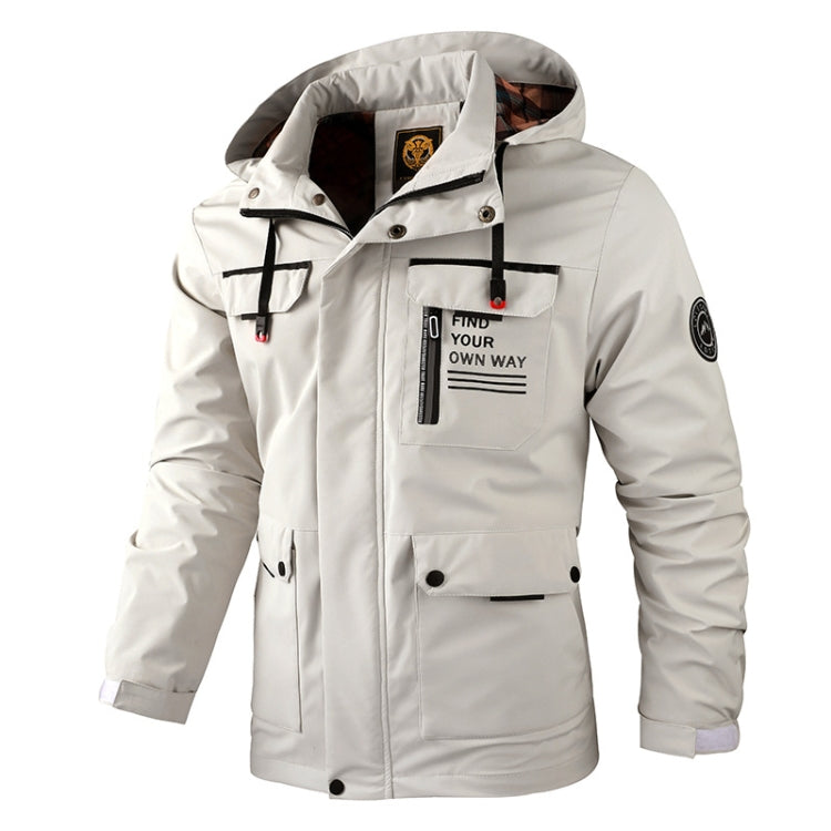Men Casual Jacket Autumn And Winter Hooded Jacket, M, L, XL, XXL, XXXL, XXXXL – Waterproof, Wear-resistant, Slim Fit M White