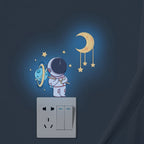Luminous Astronaut Stars Moon Switch Stickers Children Room Luminous Decorative Wall Stickers, Blue, Green, Pink Blue