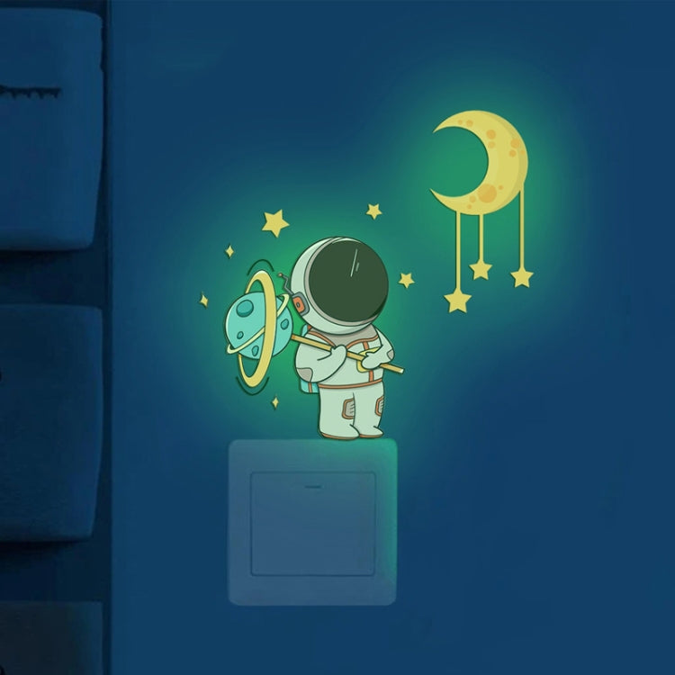 Luminous Astronaut Stars Moon Switch Stickers Children Room Luminous Decorative Wall Stickers, Blue, Green, Pink – Durable Build, Easy to Use Green