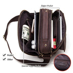 HUMERPAUL Men Leather Cross-Body Bag Shoulder Bag, MH577 (Brown)