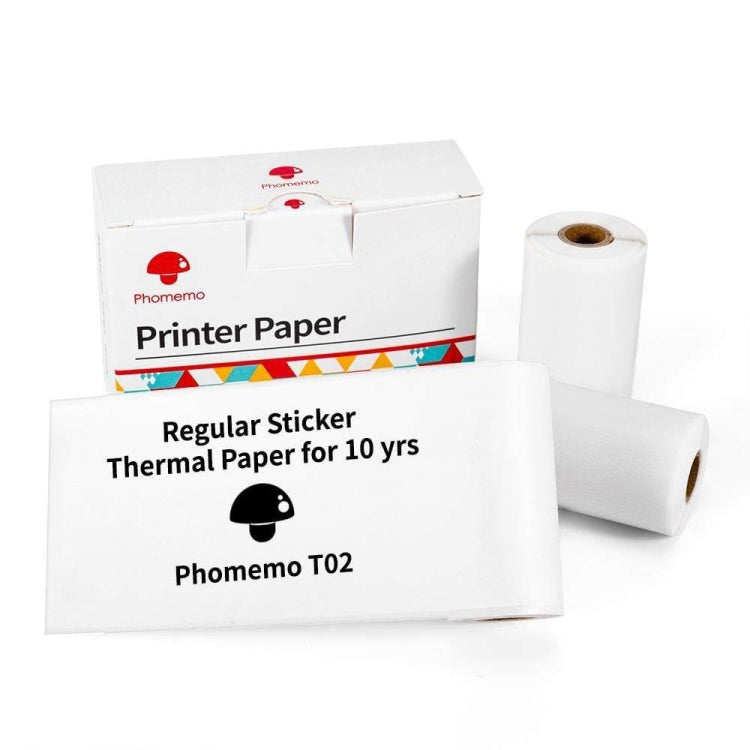 For Phomemo T02 3rolls Bluetooth Printer Thermal Paper Label Paper, 53mmx6.5m 10 Years Black on White No Adhesive, 50mmx3.5m 2 Years Black on White Sticker, 50mmx3.5m 10 Years Black on White Sticker, 50mmx3m 5 Years Blue on White Sticker... –... 50mmx3.5m 10 Years Black on White Sticker