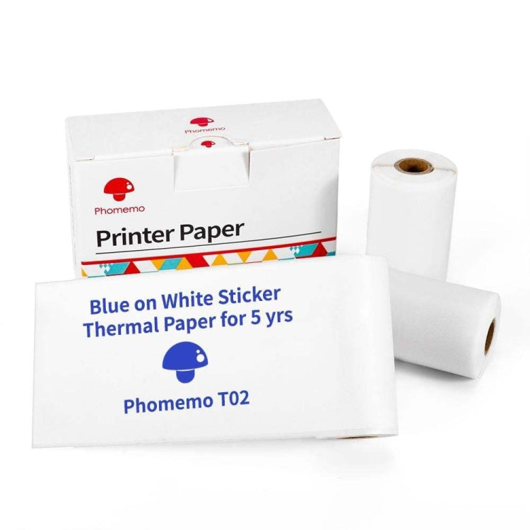 For Phomemo T02 3rolls Bluetooth Printer Thermal Paper Label Paper, 53mmx6.5m 10 Years Black on White No Adhesive, 50mmx3.5m 2 Years Black on White Sticker, 50mmx3.5m 10 Years Black on White Sticker, 50mmx3m 5 Years Blue on White Sticker... –... 50mmx3m 5 Years Blue on White Sticker