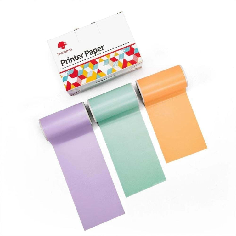 For Phomemo T02 3rolls Bluetooth Printer Thermal Paper Label Paper, 53mmx6.5m 10 Years Black on White No Adhesive, 50mmx3.5m 2 Years Black on White Sticker, 50mmx3.5m 10 Years Black on White Sticker, 50mmx3m 5 Years Blue on White Sticker... –... 50mmx3.5m 20 Years Black on Green Purple Orange Sticker
