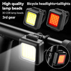 COB Lamp Beads Mini Mountain Bike Light USB Rechargeable Cycling Waterproof MTB Road Bike Lamp, White Headlight, Red Taillight, White Headlight+Red Taillight – Waterproof, Non-slip