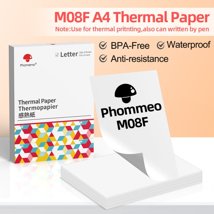 For Phomemo M08F 200sheets Thermal Printing Paper Compatible for MR.IN Brother Pocket Jet / MT800, A4 Thermal Paper, Folding A4 Thermal Paper, Letter Thermal Paper, Folding Letter Thermal Paper