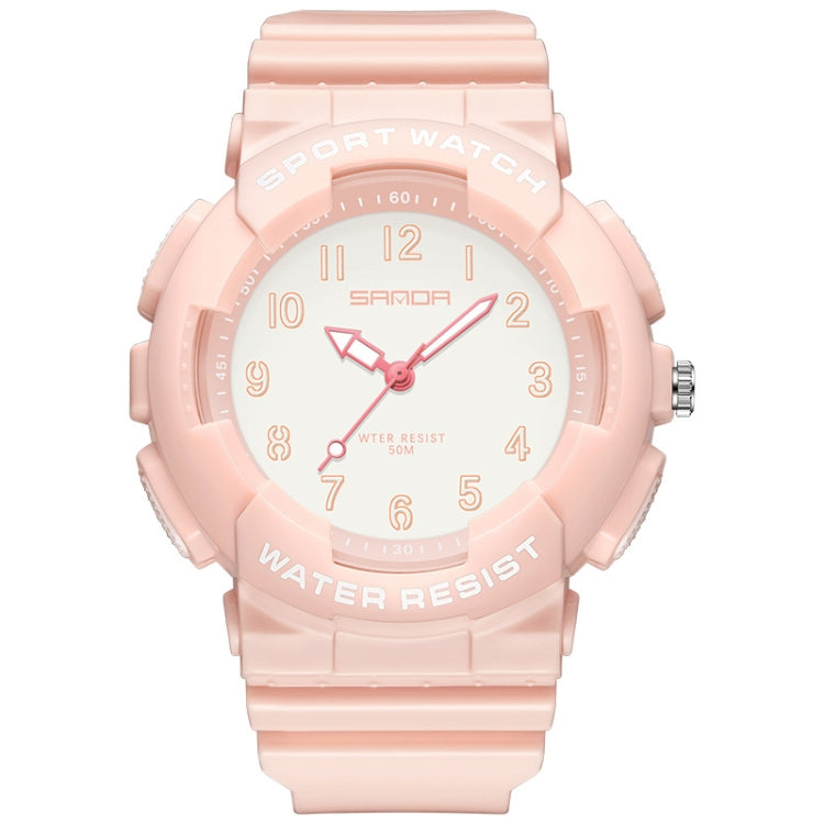 SANDA Small Fresh Digital All-match Waterproof Luminous Student Watch Cherry Pink