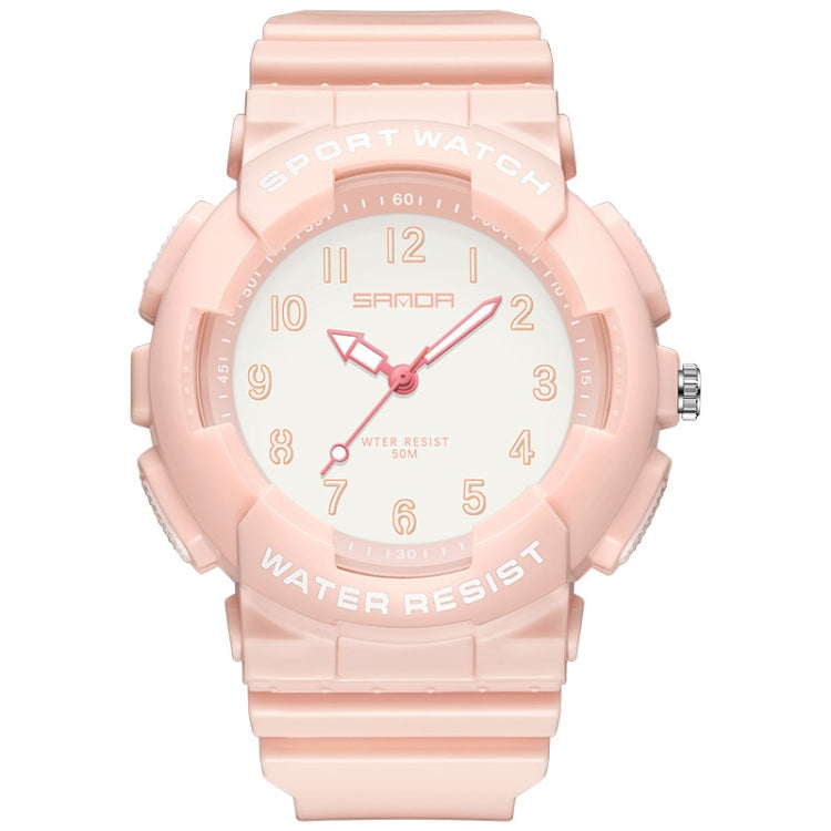 SANDA Small Fresh Digital All-match Waterproof Luminous Student Watch Cherry Pink