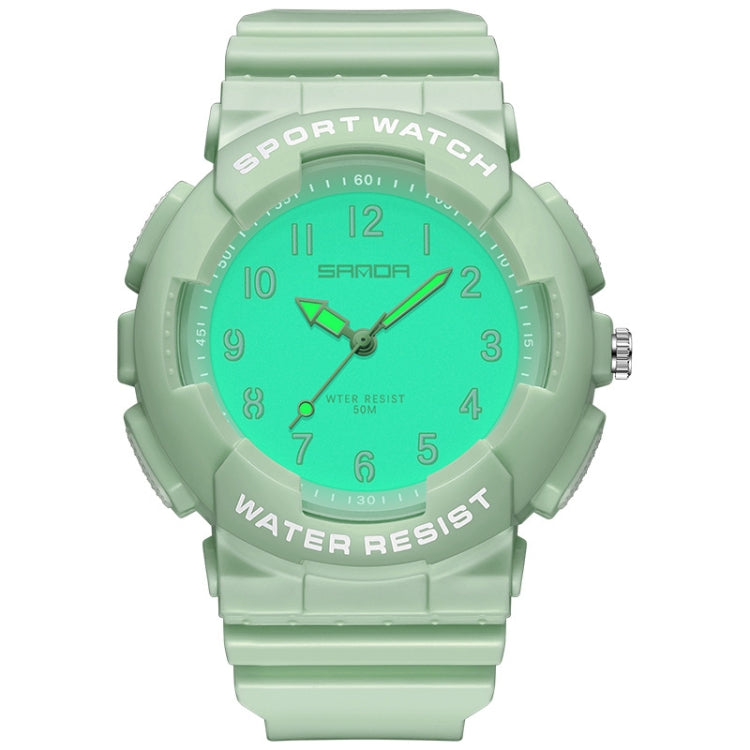 SANDA Small Fresh Digital All-match Waterproof Luminous Student Watch Matcha Green