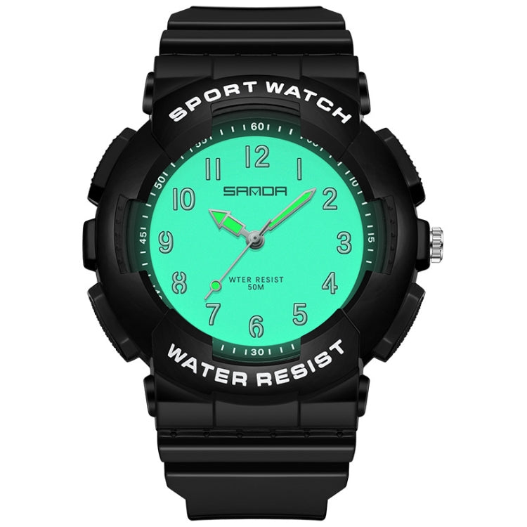 SANDA Small Fresh Digital All-match Waterproof Luminous Student Watch Black White