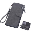 Baellerry Matte Leather Multi-card Slot Men Clutch Bag Zip Buckle Vintage Wallet Black