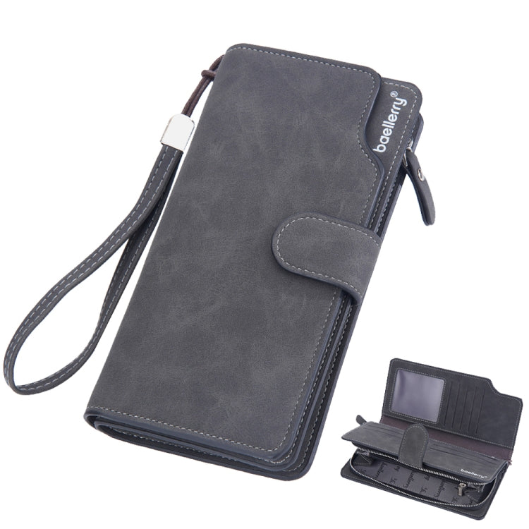 Baellerry Matte Leather Multi-card Slot Men Clutch Bag Zip Buckle Vintage Wallet Black