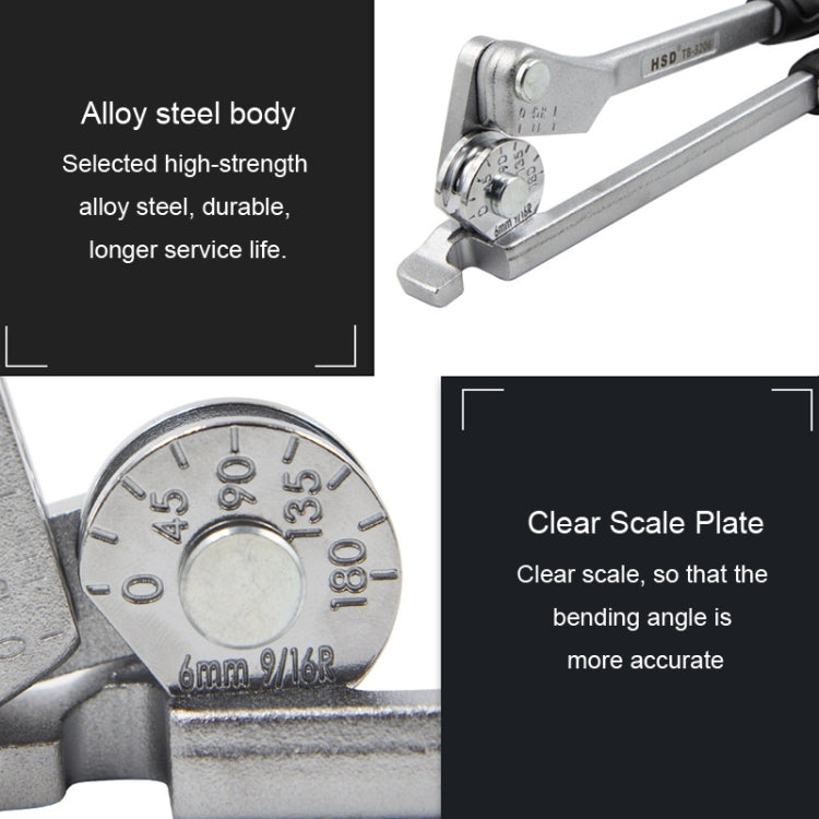 Manual Stainless Steel Pipe Iron Tube Bender Air Conditioner Copper Pipe Aluminum Pipe Bender, HSD TB-3206 6mm Diameter, HSD TB-3208 8mm Diameter, HSD TB-3210 10mm Diameter, HSD TB-3212 12mm Diameter