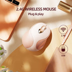 Inphic M8 Wireless Mouse Charging Quiet Office Home 2.4G USB Mouse, M8 (Milk Tea) – Non-slip