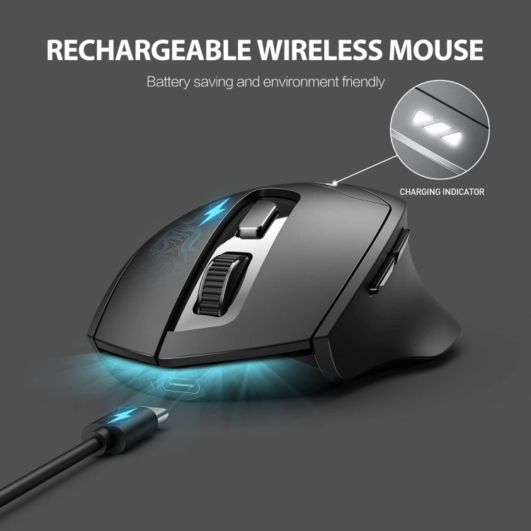 Inphic DR01 Bluetooth 3 Mode Wireless Mouse Charging Quiet Office Game Laptop Computer Home Use, DR01 (Black) – Bluetooth