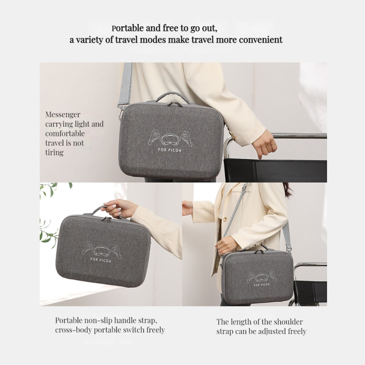 For PICO 4 VR Integrated Storage Bag Messenger Bag Hard Shell Protective Box, For PICO 4 Hard Shell Bag