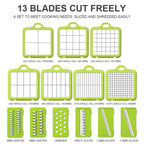 22 in 1 Multifunctional Food Chopper Grater Onion Dicer Veggie Cutter with 13 Stainless Steel Blades, 22 in 1 Multifunctional – Durable Build, Easy to Use