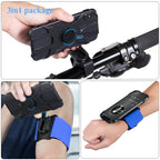 3 In 1 Four Jaws Detachable Swivel Arm Wrist Strap Bicycle Holder For 4.5-6.5 inch Phones, 3 In 1 (Blue) – Non-slip