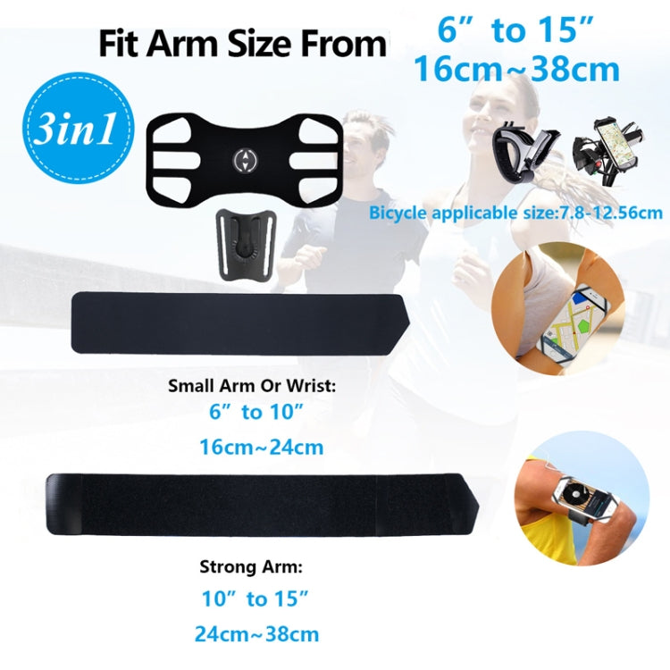 3 In 1 Four Jaws Detachable Swivel Arm Wrist Strap Bicycle Holder For 4.5-6.5 inch Phones, 3 In 1 (Blue) – Non-slip