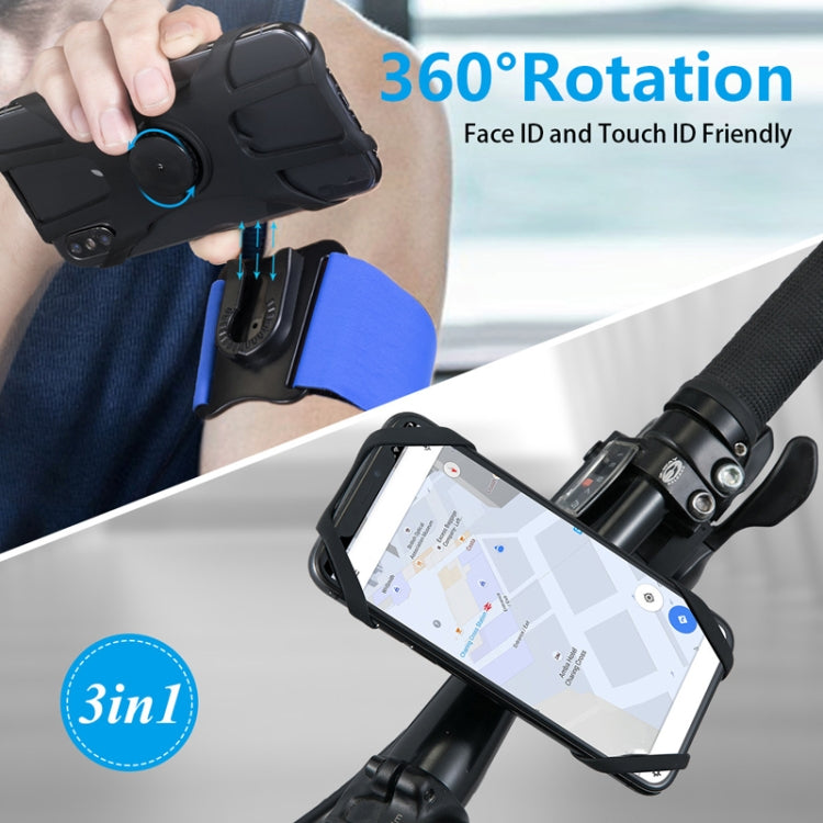 3 In 1 Four Jaws Detachable Swivel Arm Wrist Strap Bicycle Holder For 4.5-6.5 inch Phones, 3 In 1 (Blue) – Non-slip
