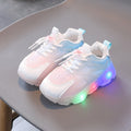 WISDOMFROG Girls Sneakers LED Light Up Boys Gradient Mesh Shoes Children Footwear, 21, 22, 23, 24, 25, 26, 27, 28 21 White