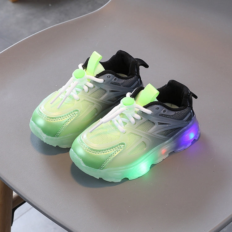WISDOMFROG Girls Sneakers LED Light Up Boys Gradient Mesh Shoes Children Footwear, 21, 22, 23, 24, 25, 26, 27, 28 – Wear-resistant, Non-slip 23 Green