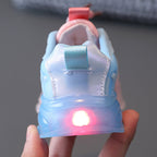WISDOMFROG Girls Sneakers LED Light Up Boys Gradient Mesh Shoes Children Footwear, 21, 22, 23, 24, 25, 26, 27, 28