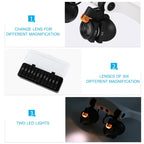 Headband Magnifying Glasses with Cold and Warm Light Source Interchangeable Combine 21 Different Multiples
